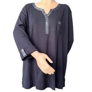 Navy blue knit tunic with metallic accents size 20